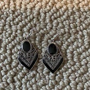 Black and Silver Drop Earrings